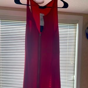 Red sleeveless dress, fun front zipper, NWT